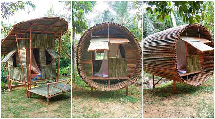 สร้างบ้านด้วยไม้ไผ่ ขนาดเล็กกะทัดรัดสวยๆ