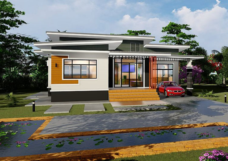 บ้านชั้นเดี่ยวสไตล์โมเดิร์น