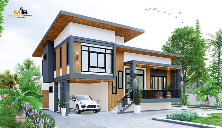 บ้านชั้นครึ่งสไตล์โมเดิร์น ผสมแนวมินิมอล รูปทรงสวยงามทันสมัย ...