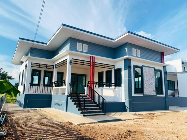 แบบบ้านสไตล์โมเดิร์น พื้นยกสูง ขนาด 3 ห้องนอน 2 ห้องน้ำ